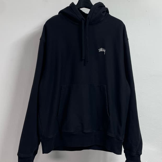 스투시 베이직 스탁로고 블랙 후드티 (on.66)