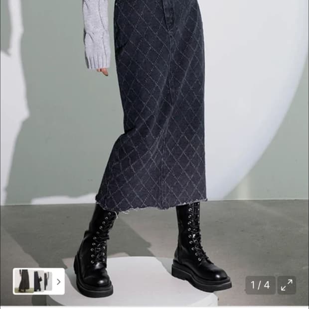 어반드레스 퀄팅 롱 데님스커트