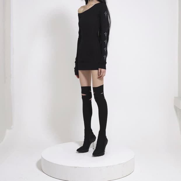 본네 오프숄더 미니 드레스