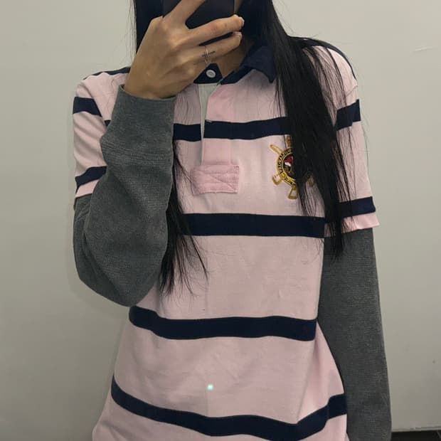 폴로 랄프로렌 핑크 럭비셔츠 반팔