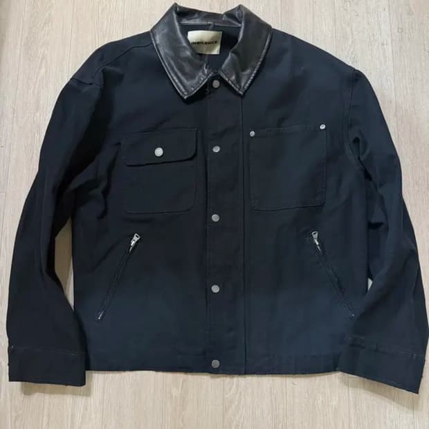 (105) 인사일런스 24ss 레더카라 흑청자켓