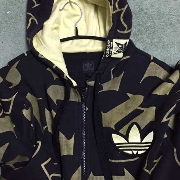 아디다스 희귀 레어 패턴 기모 후드집업