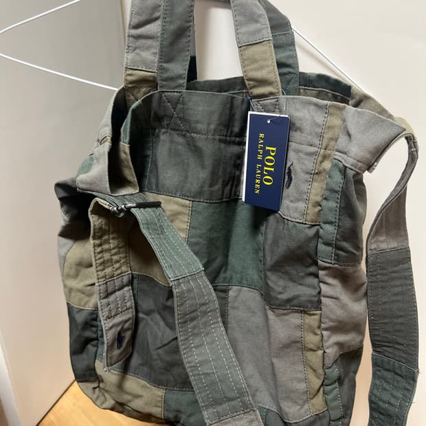 폴로 랄프로렌 패치워크 2way 토트백 올리브 새상품