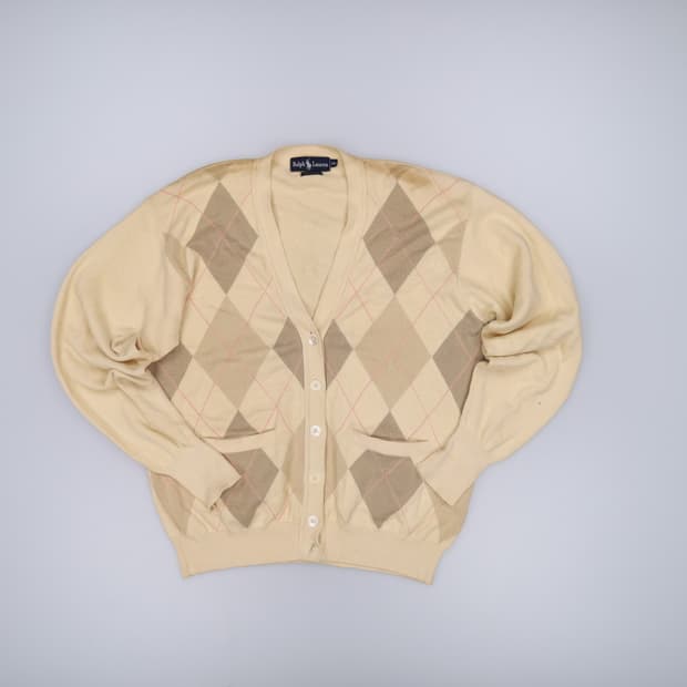 100 폴로 아가일 코튼 가디건 0325H1