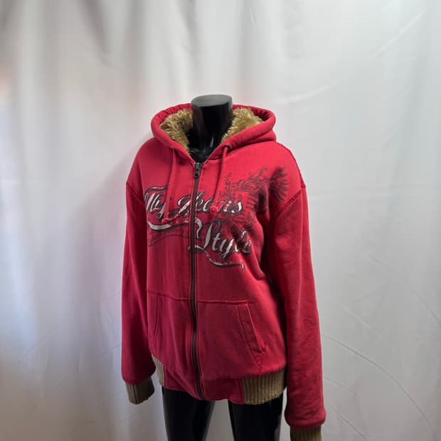 tbj jeans co / y2k 프린팅 플러프 후드 집업