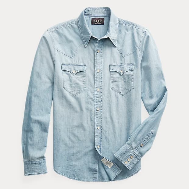 RRL 더블알엘 슬림 샴브레이 웨스턴 셔츠 L 신품급