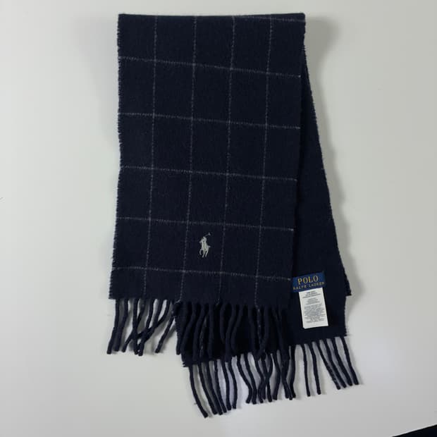 Polo  폴로 랄프로렌 네이비 울 체크 머플러 