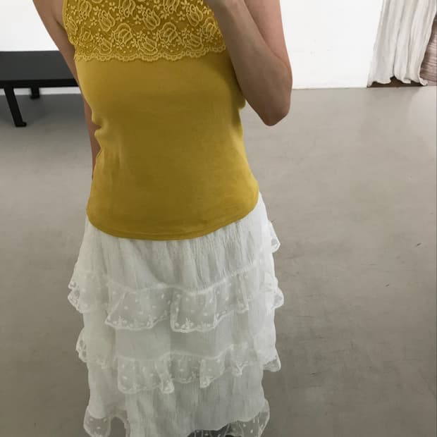 vintage yellow lace sleeveless