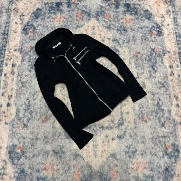 Semantic design ribbed rider hoodie