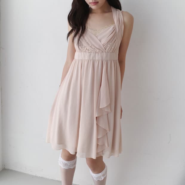 shirring frill dress