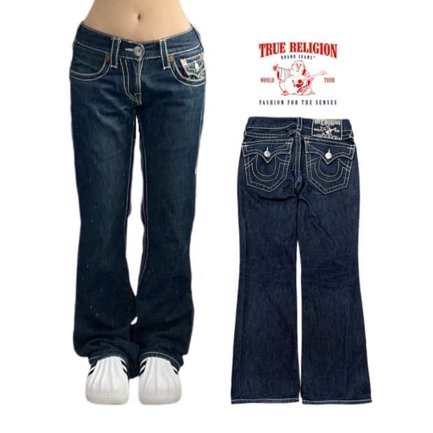 트루릴리전 Y2K 흰색스티치 로우라이즈 데님팬츠