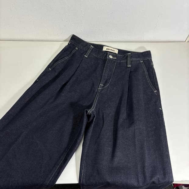 28-29 플랙 인디고 와이드핏 원턱 데님팬츠