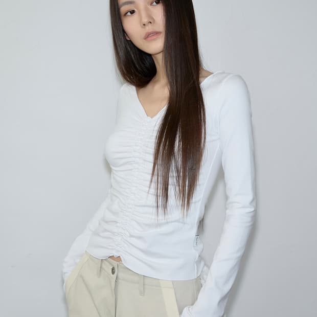 inegi 이네기 티셔츠 Fairy Shirring Long Sleeve