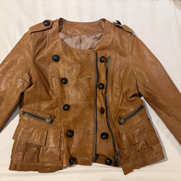 런던빈티지)빈티지 레더 자켓 프릴 
