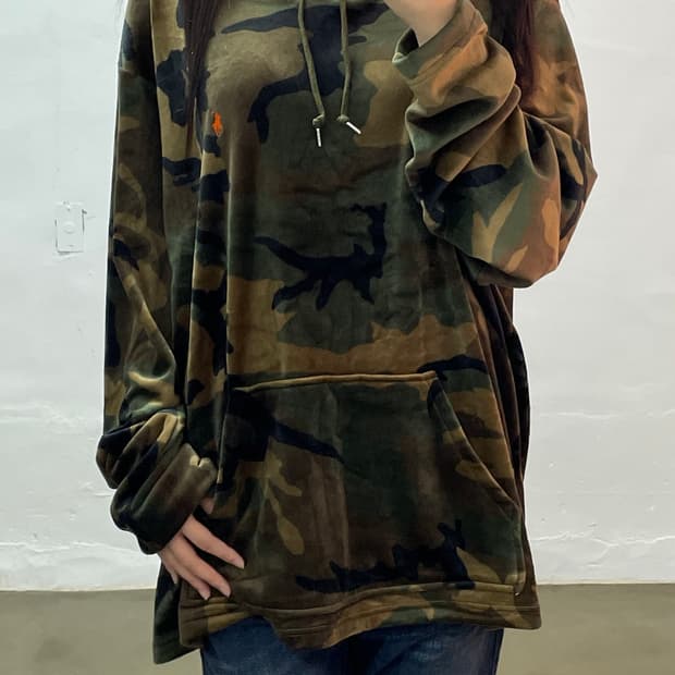 폴로 랄프로렌 카모플라쥬 벨벳 후드티 2XL