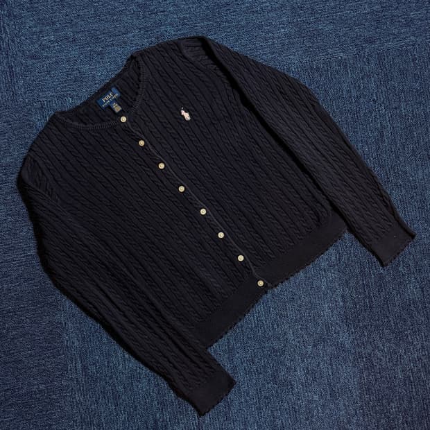 폴로 랄프로렌 네이비 꽈배기 니트 가디건