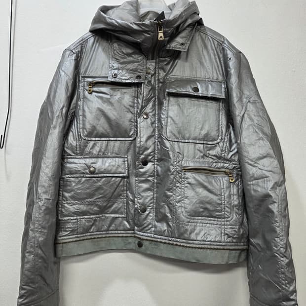 메탈 사이버닉 경량 점퍼 벤치코트 패딩 2way