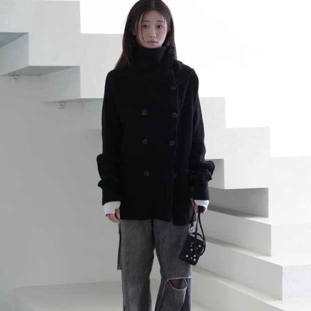 인앤양인하모니 더블 버튼 가디건 블랙