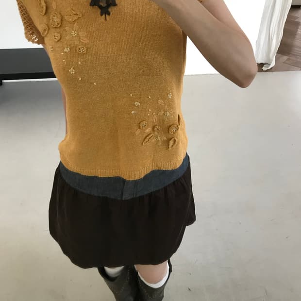 vintage mustard floral net top