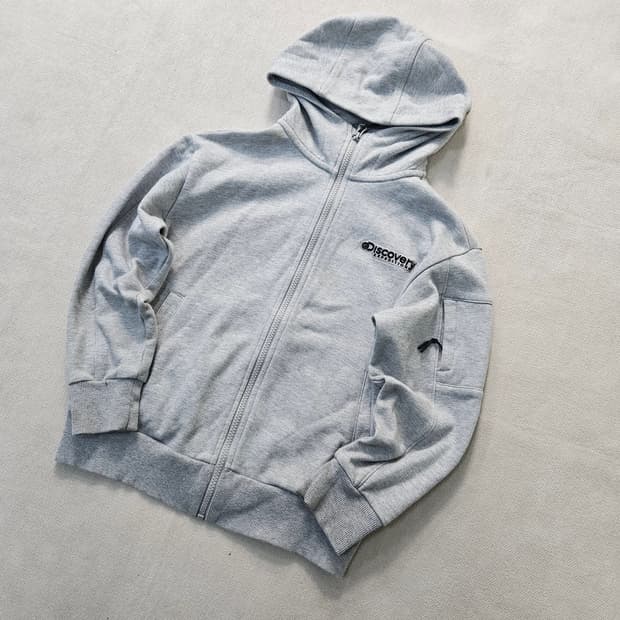 140 디스커버리 키즈 그레이 후드 집업 0401Y