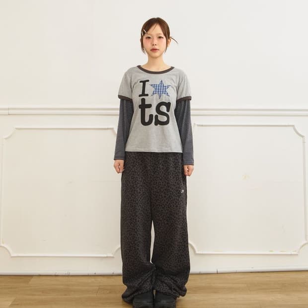 주영X탄산 스터드 스웻 팬츠 (레오파드 차콜)