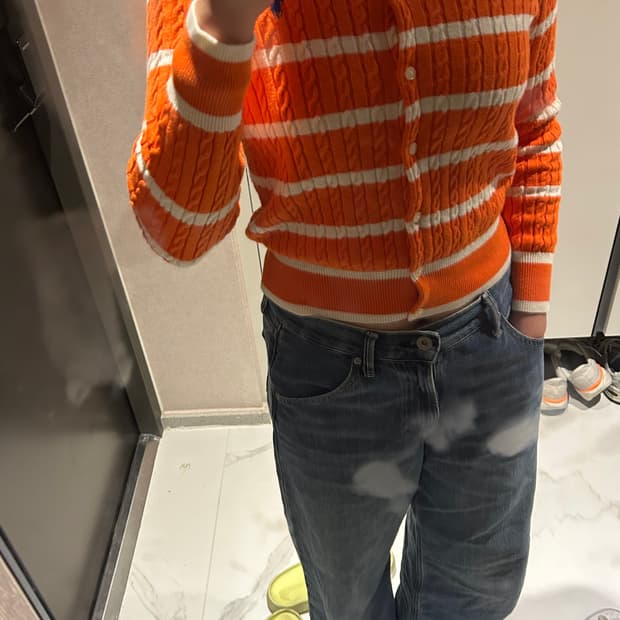 폴로 꽈배기 가디건 