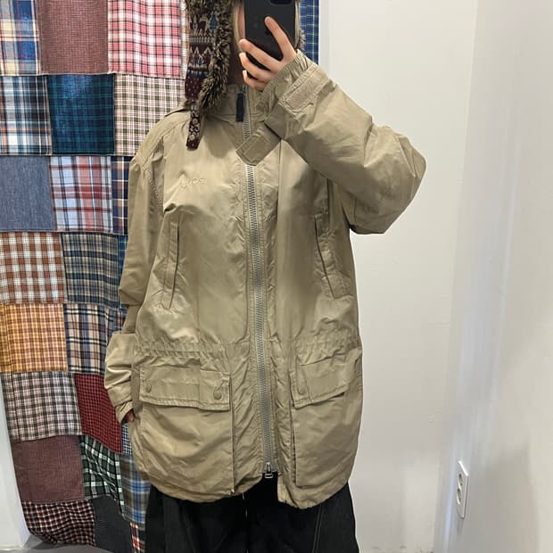 폴로 카키베이지 롱 바람막이