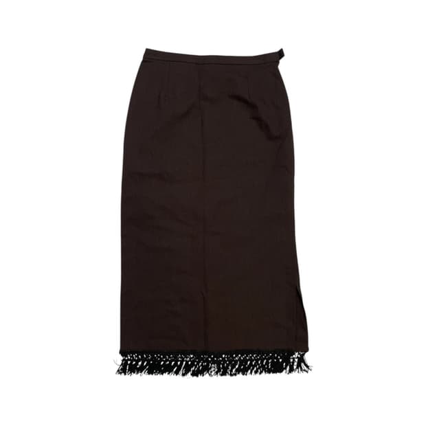 Fringe Hem Black Skirt