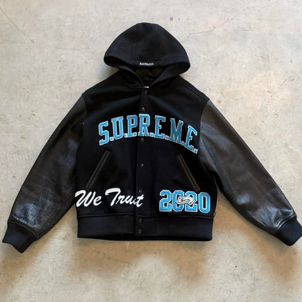 20FW 슈프림 킹 후드 바시티 자켓 블랙