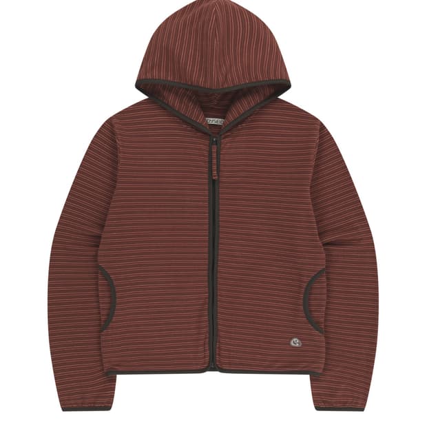 코이세이오 스트라이프 플리스 후드집업 레드