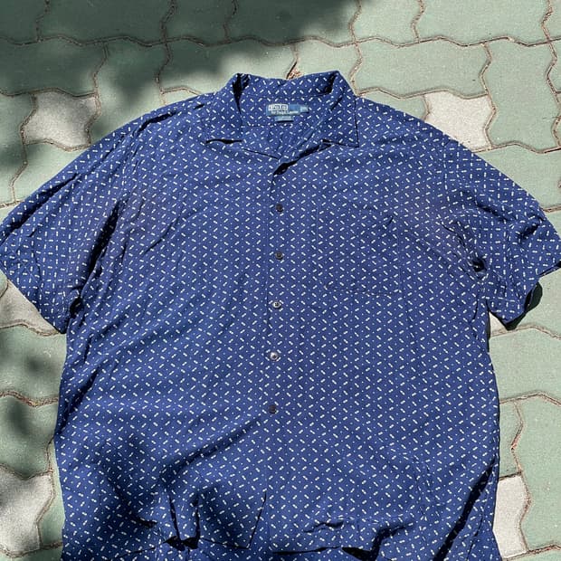 90s 빈티지 폴로 레이온반팔 셔츠 xl