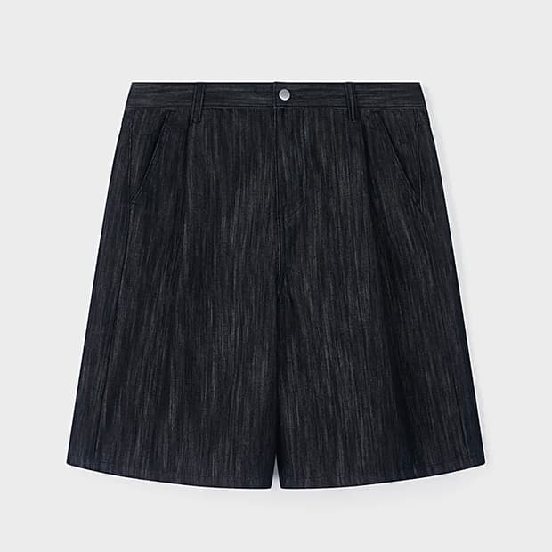 (1회착 택포가격) 워크온바디오프 데님 버뮤다 와이드 쇼츠 블랙 L