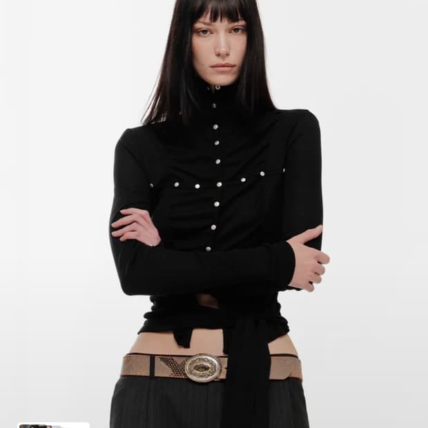 2000아카이브스 LENA SHIRRING HIGH NECK TOP (B