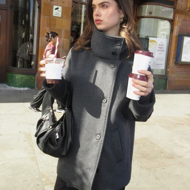 디망쉬 Double Breasted Coat (grey)