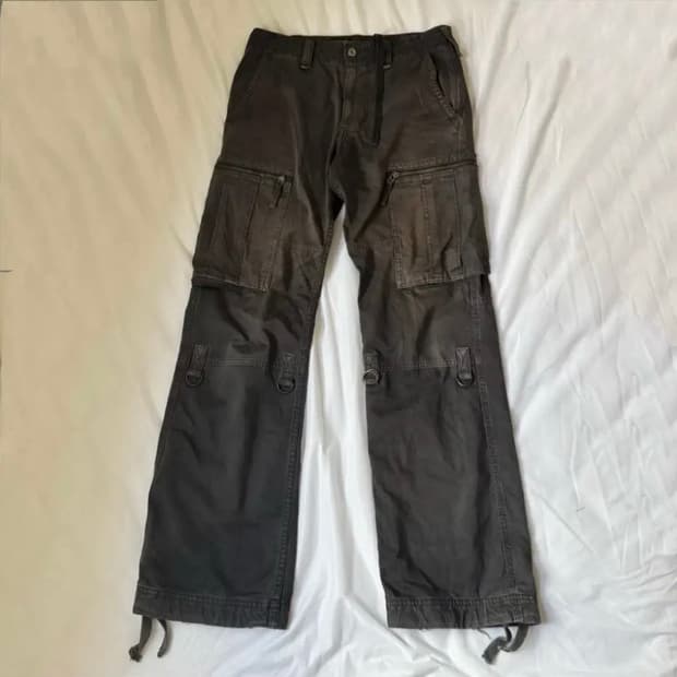 펑크 00's y2k 락시크 갸루 워싱 데미지 포켓 벌룬 카고팬츠