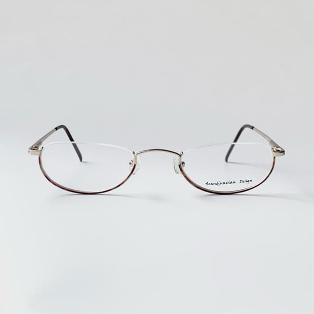 [픽키-687] 골드 메탈 언더림 안경 하단 브라운 라운드 림 슬림