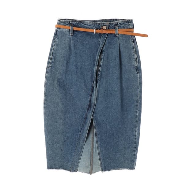 ZARA 프론트 슬릿 미디 데님 스커트