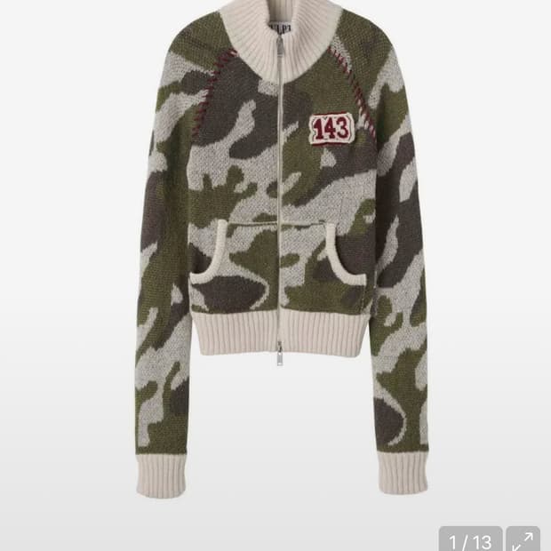 스컬프터 Camouflage Mohair Raglan Zip-Up