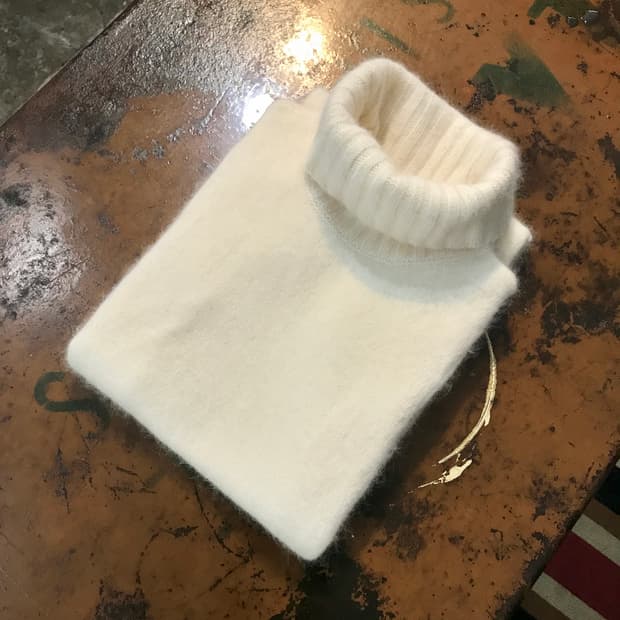 버버리 블루라벨 크림 아이보리 앙고라 울 터틀넥 반팔 원피스 여성 55 