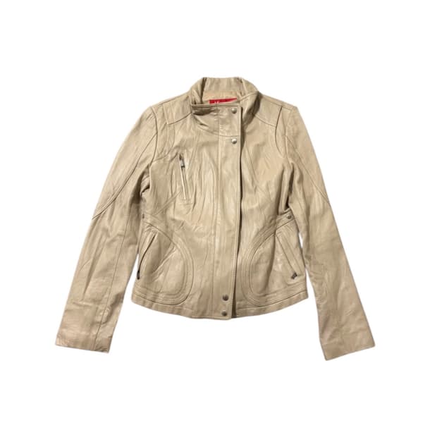 빈티지 양가죽 라이더 레더자켓 베이지