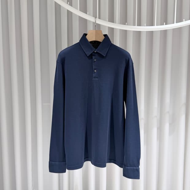 (S+/XL) / 새상품 로로피아나 코튼 피케 카라넥 폴로 긴발 티셔츠