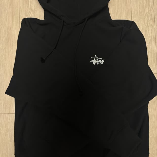 스투시 베이직 스투시 후드 블랙