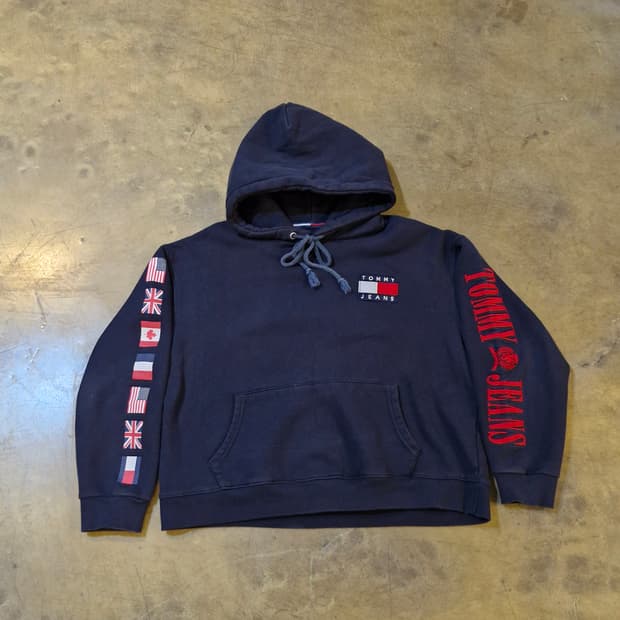 타미힐피거 국기 패치 후드티