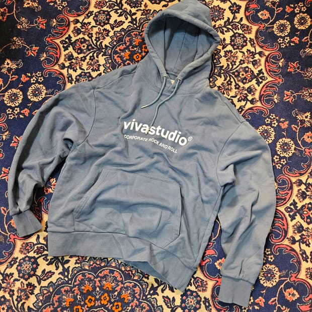 비바스튜디오 시그니쳐 로고 빈티지 블루 후드티셔츠 XL