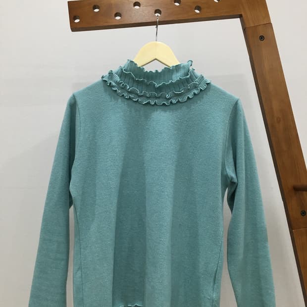 일본빈티지 프릴 민트 폴라니트