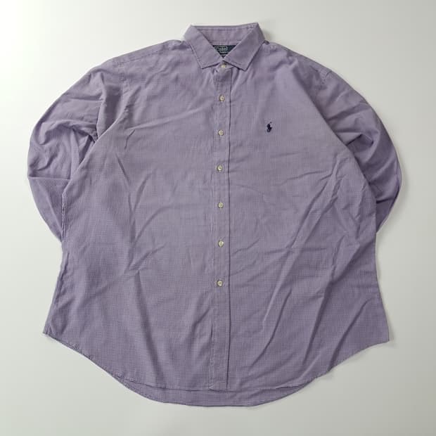 CA109 2XL 폴로 에스테이트 00s 퍼플 마이크로체크 셔츠 남방