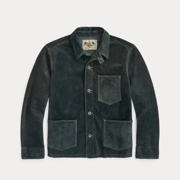 Rrl 더블알엘 인디고 레더 초어자켓 L