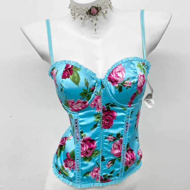 페어리 플로럴 새틴 코르셋