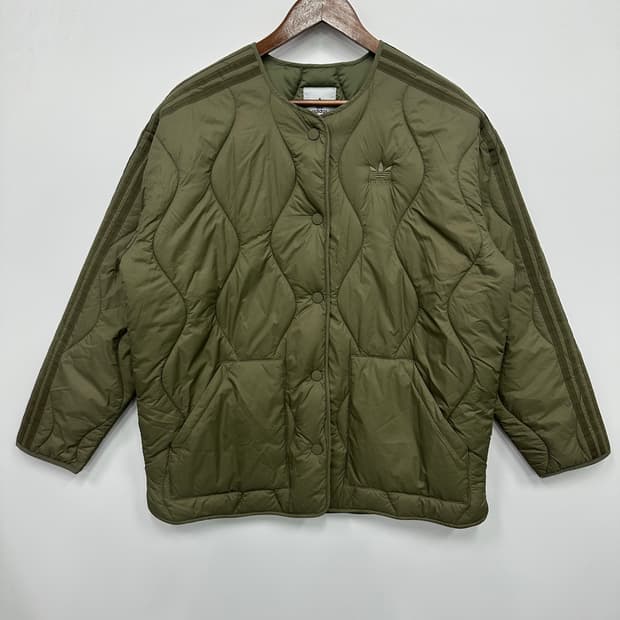 아디다스 카키 퀄팅 패딩