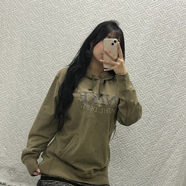 나이키 빈티지 카키 후드티 L C06412